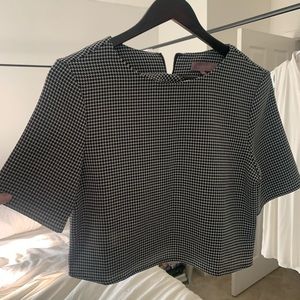 Houndstooth Harper Crop Top - Tweed Style Fabric